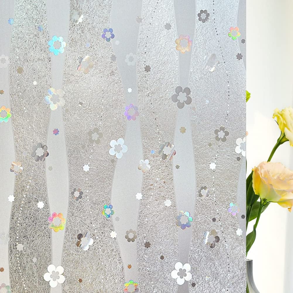3D Flower Window Privacy Film High Privacy Protection, No Glue