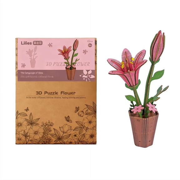 3D Flower Wooden Puzzles for Adults, DIY Wooden Flowers Model Kit Building Set Crafts for Adults to Build,Creative Tree Plants for Home Table Decor,Xmas Gift Ideas/Housewarming
