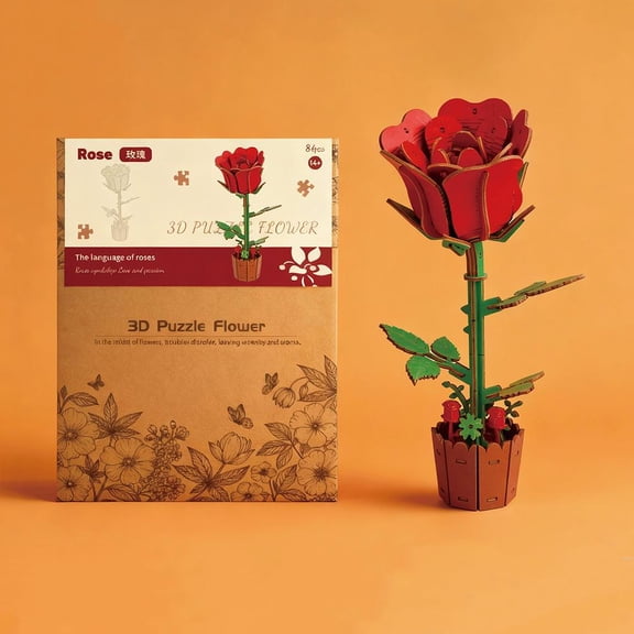 3D Flower Wooden Puzzles for Adults-Sunflower, DIY Wooden Flowers Model Kit Building Set Crafts for Adults to Build, Botanical Collection/Ideal Creative Gift Ideas/Housewarming (86PCS)