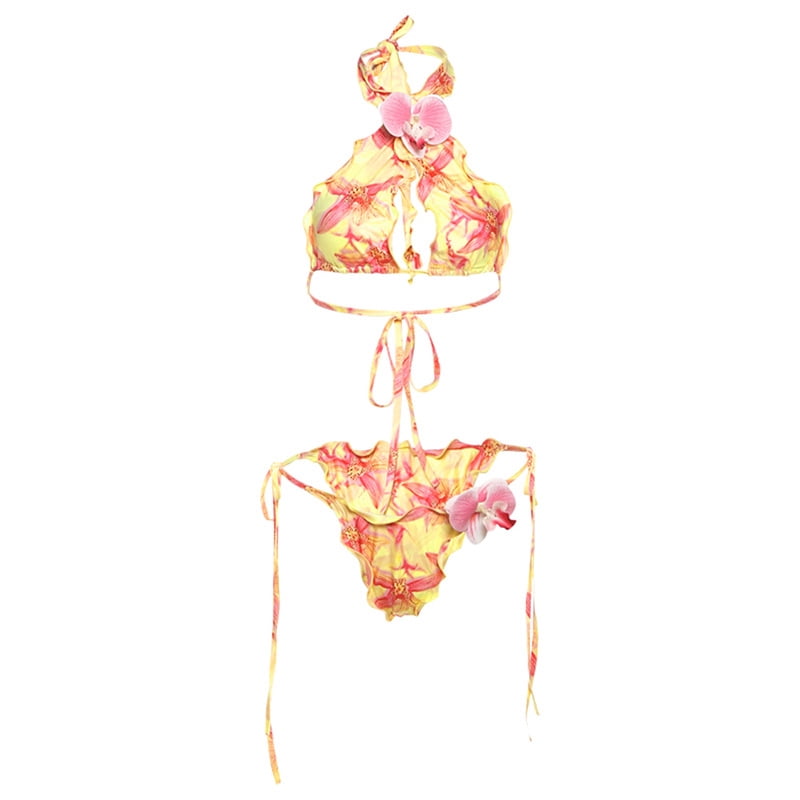Sexy Bra Printed Bikini Swimsuit Set