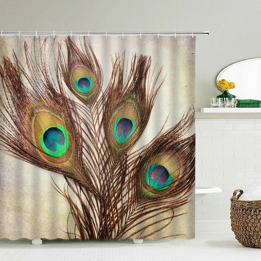 Bug Pattern Print Bathroom Shower Curtain