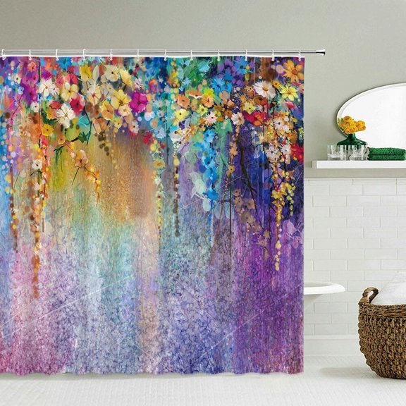 3D Flowers Pattern Shower Curtains Waterproof Polyester Bath Screen Curtain for Home Decoration Bathroom Printed Shower Curtain