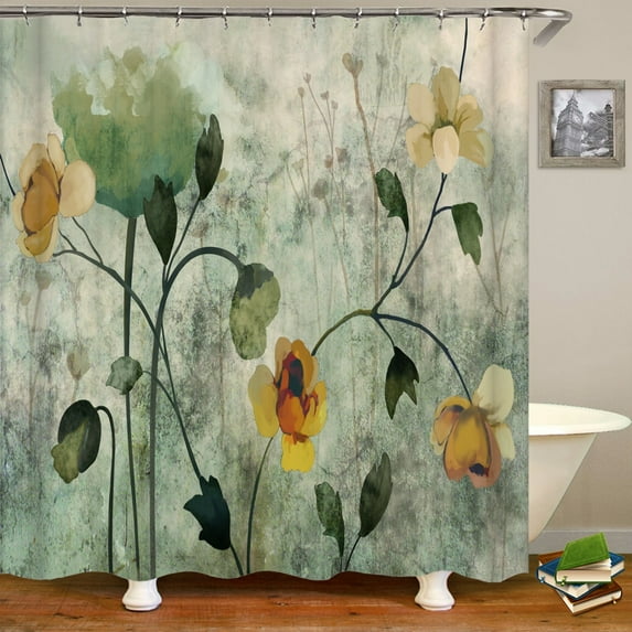 3D Flowers Plants Fabric Shower Curtains Bathroom Polyester Waterproof Bath Curtain Leaves Printing Curtains Home Decor