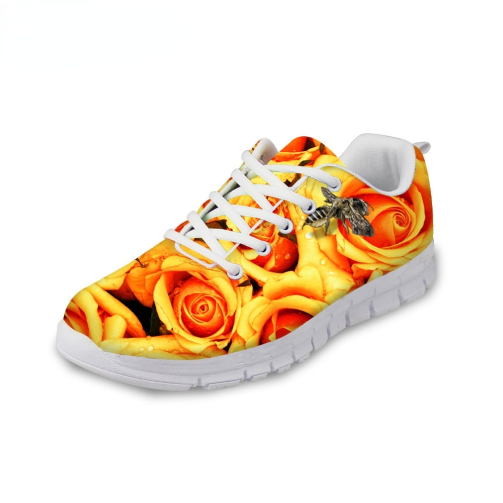 3D Flowers Print Women Casual Sneakers Nursing Comfortable Mesh Flats