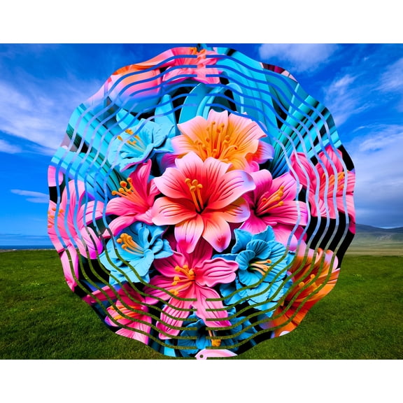 3D Flowers Wind Spinner Colorful Floral Sublimation Design, 2D/3D Spinner Template,