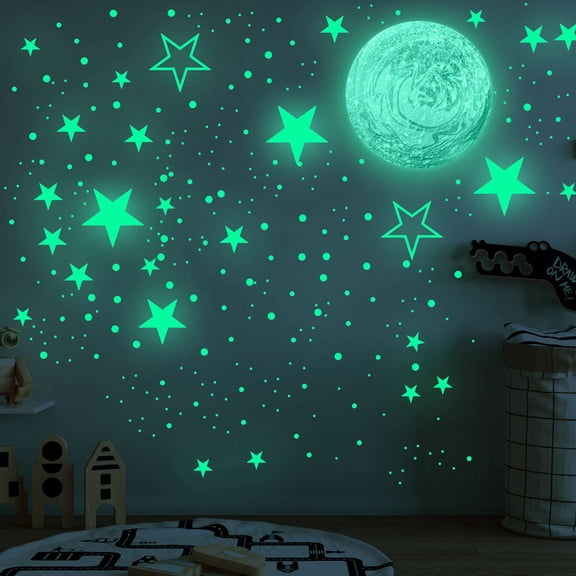 3D Fluorescent Wall Sticker Glowing Star Luminous Wall Sticker PVC Wall Paper DIY Luminous Adhesives Decals for Kids Bedroom Decoration