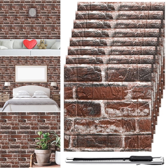 3D Foam Brick Peel and Stick Wallpaper Red Brick
