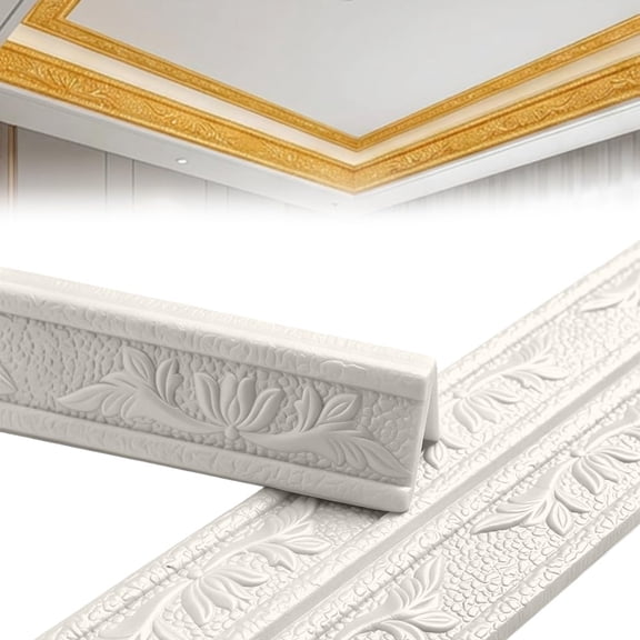 3D Foam Molding Trim, Peel and Stick Crown Molding Wallpaper Border, Self-Adhesive Flexible Wall Trim for Baseboard, Door Frame, TV Background Decoration