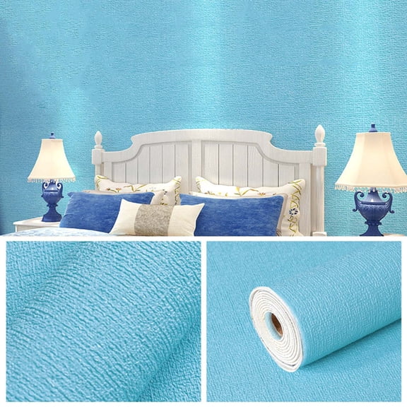 3D Foam Wall Stickers Verdsylv 3D Foam Wall Stickers - Adhesive Bedroom Decorative Wallpaper - Scrubbable Linen Texture Wall Panels - Easy to Install & Remove, Adhesive Bedroom Panels, Blue