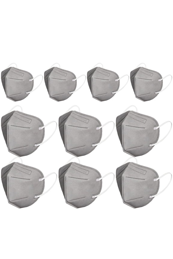3D Foldable Face Masks 10 Pack, Disposable 5-Ply High Filtration Masks with Elastic Ear Loops, Breathable Contoured Masks for Daily Activities & Outdoor Use Gray