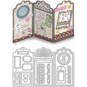 3D Folded Card Cutting Dies Carbon Steel Die Cuts Stencils Stamp Frame Embossing Scrapbooking Template for Greeting Card Making Party Invitation oto Album Gift Decor 1pc