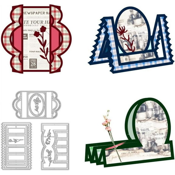 3D Folded Greeting Card Cutting Dies Carbon Steel Die Cuts for DIY Card Making Embossing Tool Scrapbooking Stencils Template for DIY DIY Crafts Album Paper Card Birthday Gift Festival Decor