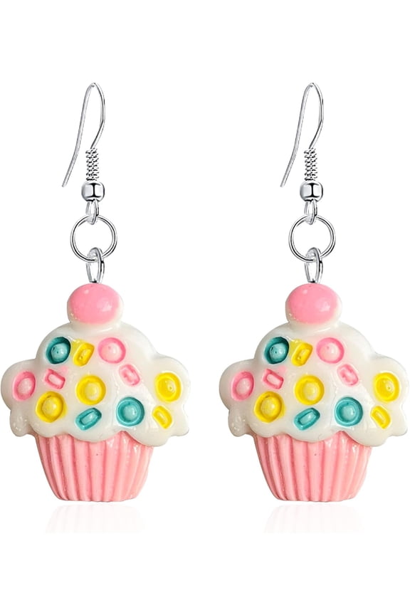 3D Food Lifelike Cupcake Earrings - Cute Yummy Sweet Jewelry