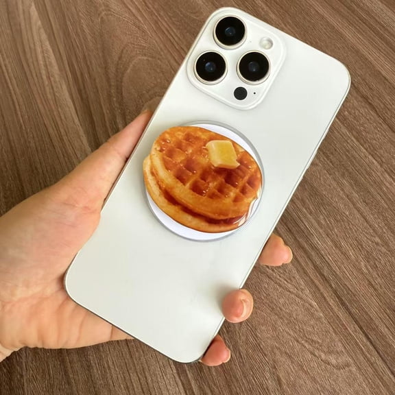 3D Food Magnetic Phone Grip Stand, MagSafe-Compatible Removable Back Grip with Kickstand for iPhone and Magnetic Cases, Ice Cream and Snack Style