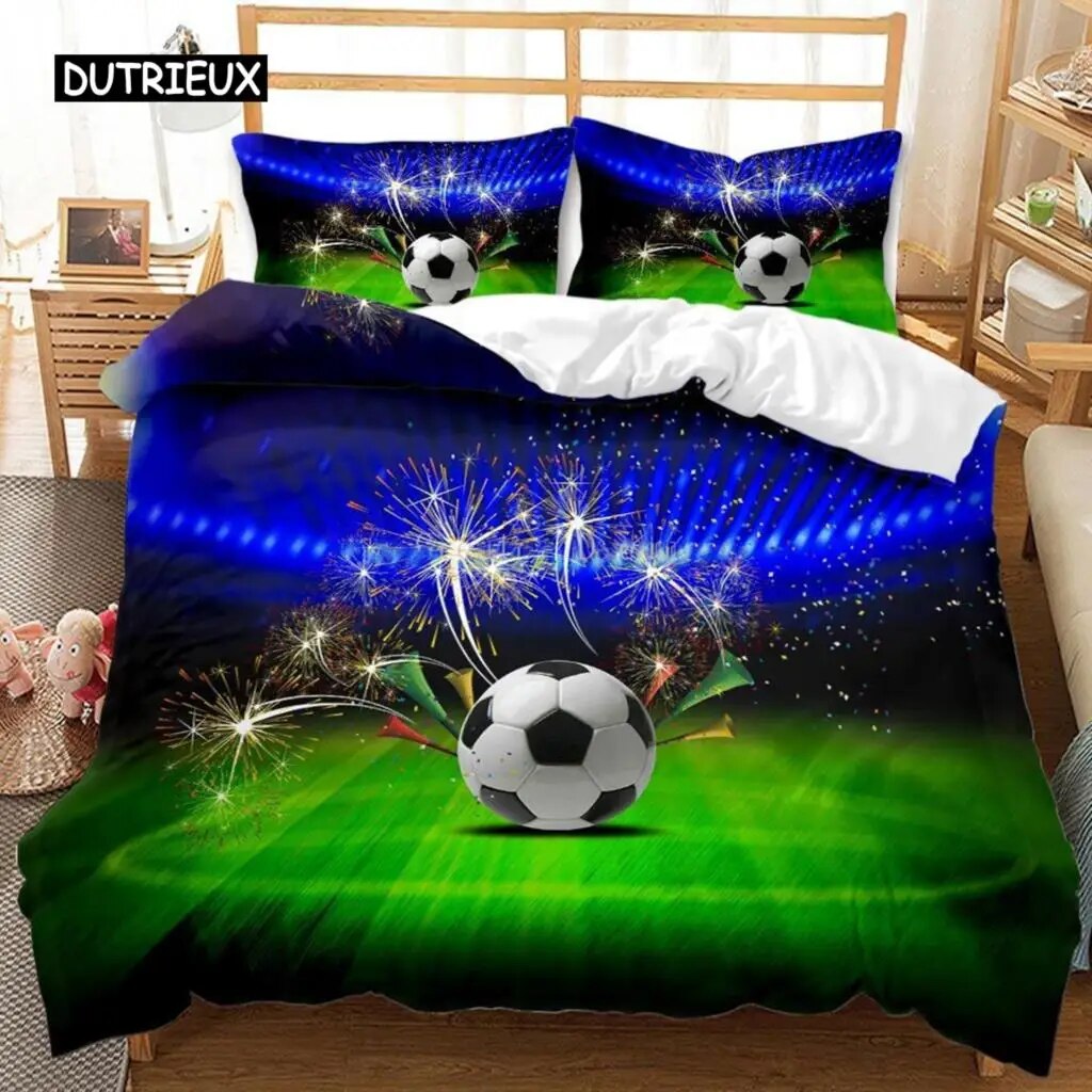 3D Football Bedding Set Pillowcase Quilt Cover Soccert Duvet Covers Sets Football Field Football