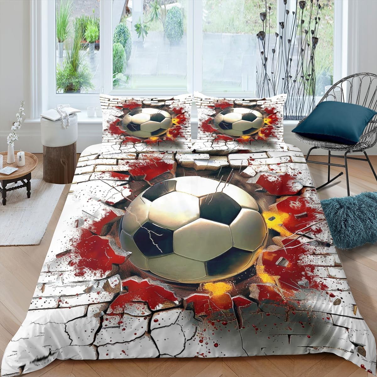 3D Football Comforter Cover Balls Duvet Cover79x90 inch American Soccer