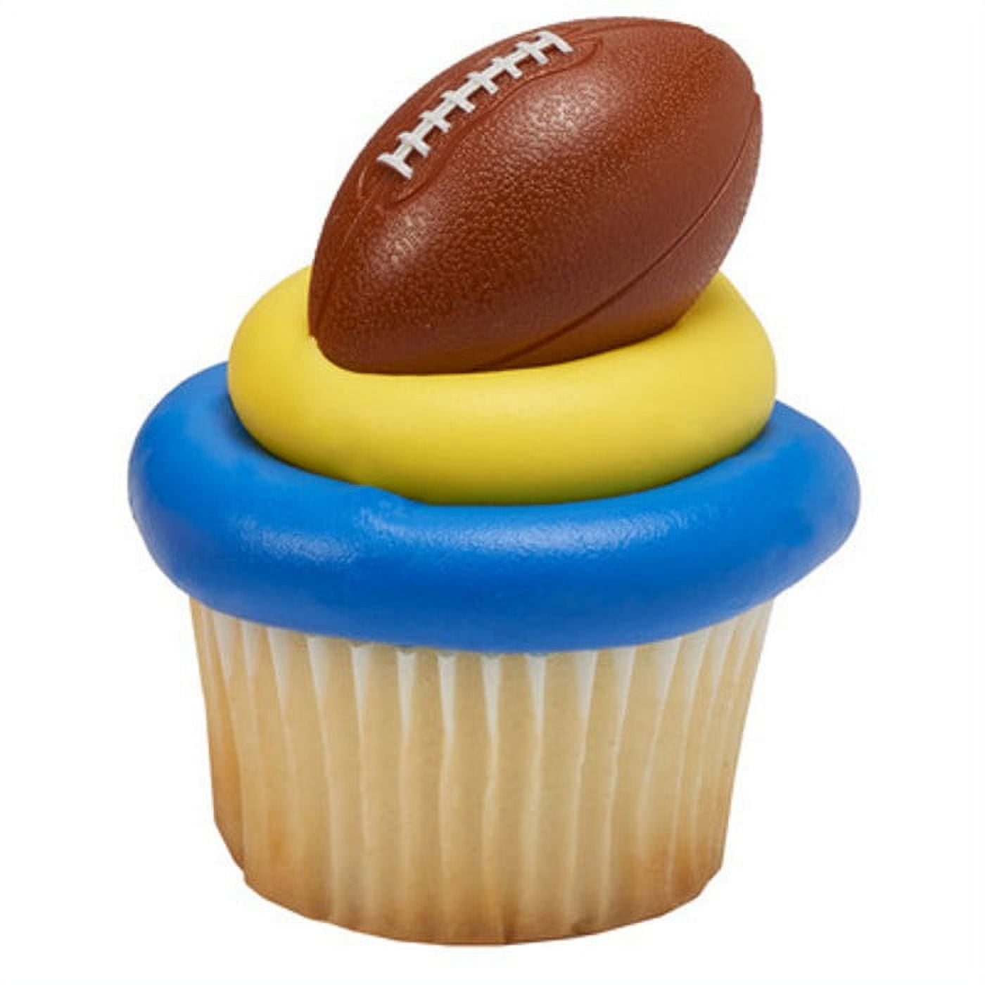 DECOPAC 3D Football Cupcake Rings - 24 Count - Includes 12 Reflective Thank You Stickers