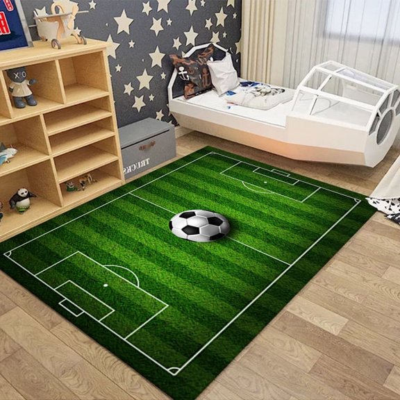 3D Football Field Capet for Kids Room Anti-slip Lager Size Bedroom Carpet Children Washable Baby Roo