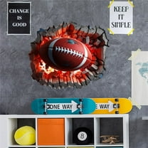 3D Football Rugby Break Through Wall Decal, Peel And Stick 3D Effect Wall Stickers For Teen Boys Bedroom Playroom Game Room Man Cave Sport Themed, Wall Decor With Realistic