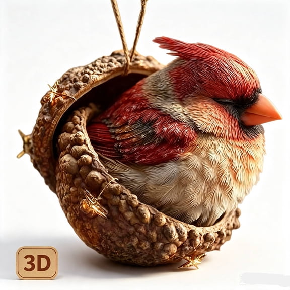 3D Forest Animal Acorn Ornaments Resin Hanging Ornaments for Christmas Tree Realistic Animal Figures Home, Party Decor, Cozy Forest Theme Collection
