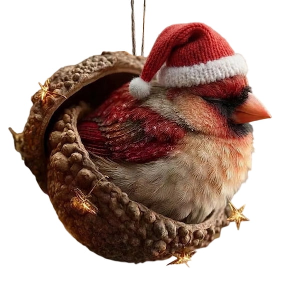 3D Forest Animal Acorn Ornaments, Woodland Christmas Decor with Realistic Animal Figures, Resin Hanging Ornaments for Christmas Tree, Home, Party Decor, Cozy Forest Theme Collection