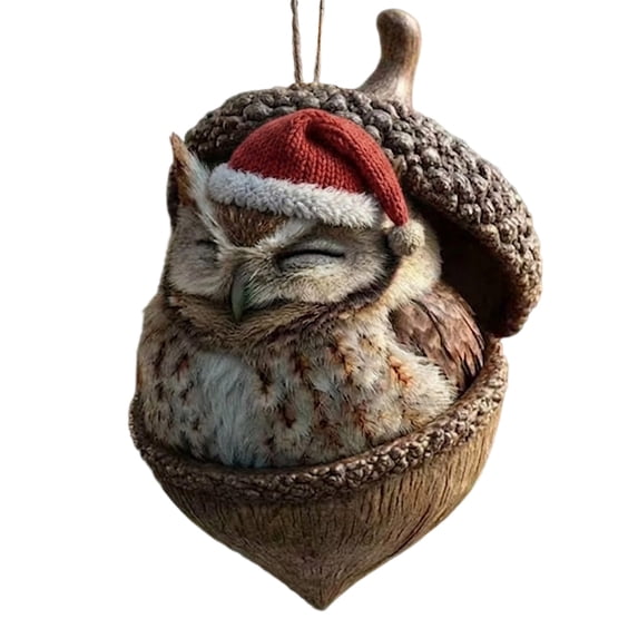 3D Forest Animal Acorn Ornaments, Woodland Christmas Decor with Realistic Animal Figures, Resin Hanging Ornaments for Christmas Tree, Home, Party Decor, Cozy Forest Theme Collection