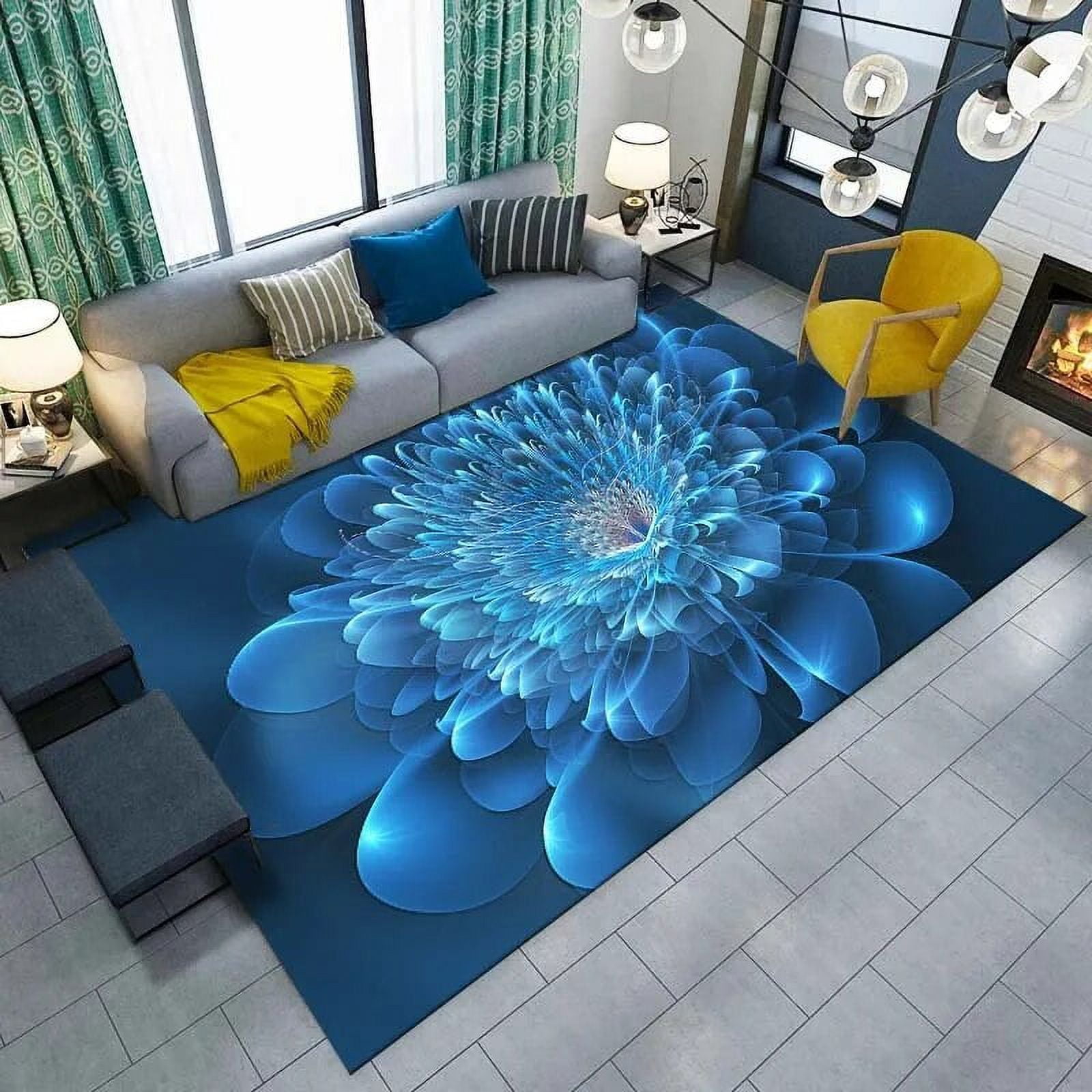 3D Fractal Flower Large Carpet Living Room Home Decor Sofa Table Rug