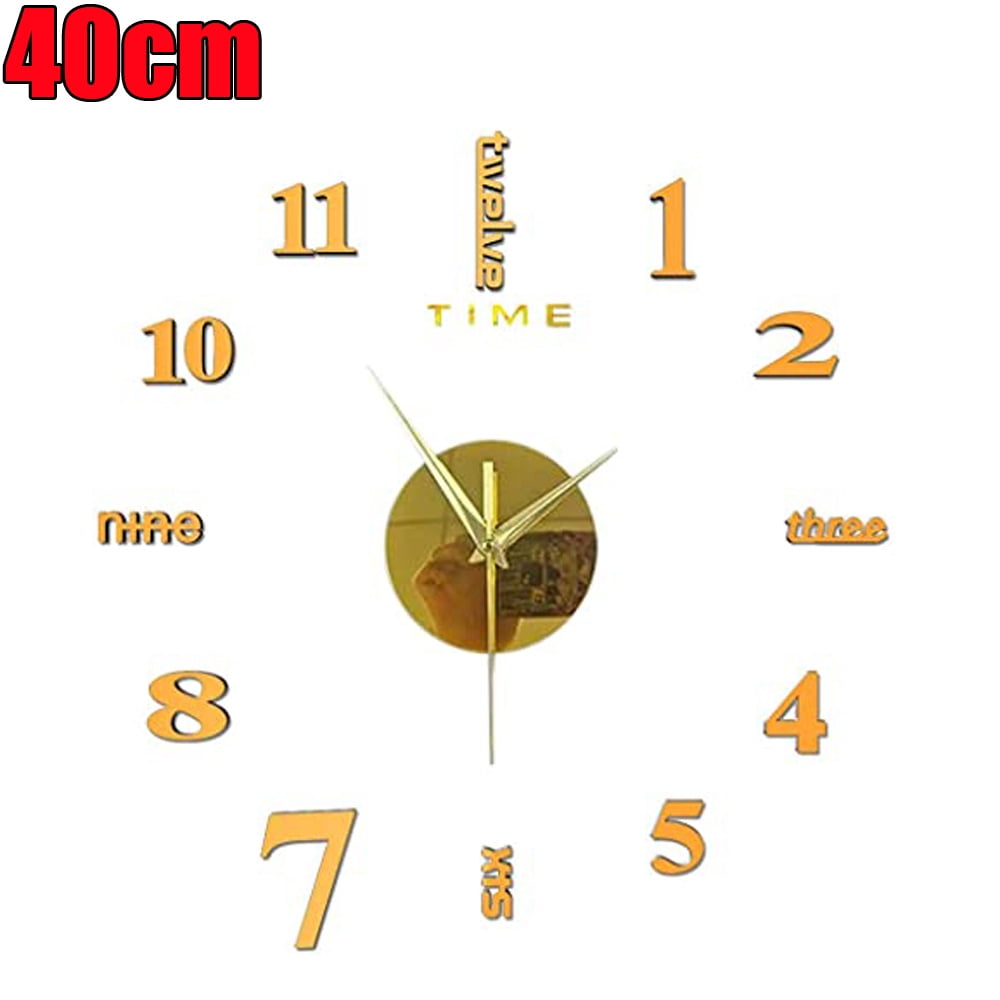 3D Frameless Wall Clock, 3D Mirror Wall Clock Large Wall Stickers for