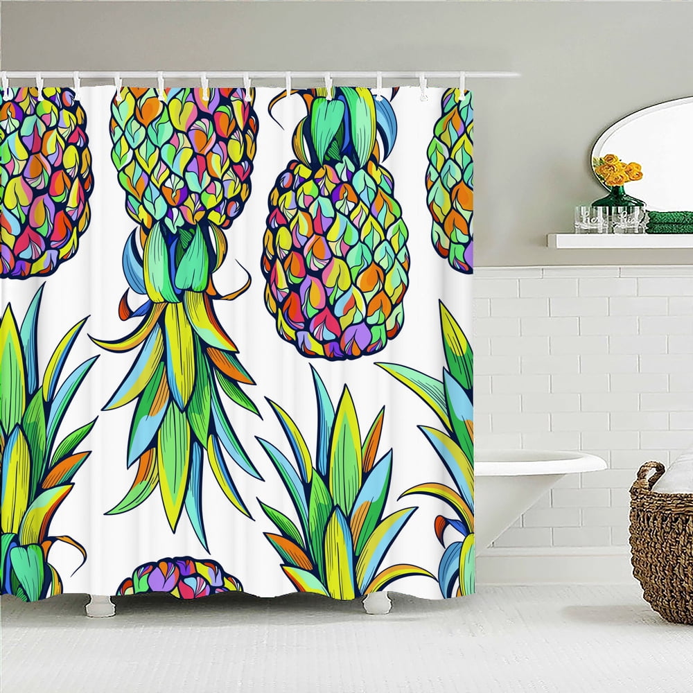 3D Fresh Green Plants leaf Print Nordic Style Shower Curtain Set Hook ...