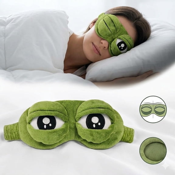 3D Frog Sleep Mask, Soft Funny Frog 3D Eyes Sleep Mask with Adjustable Strap, Blackout Sleeping Mask, Adjustable Eyelids, Completely Free of Pressure, Ensuring a Comfortable Wearing Experience