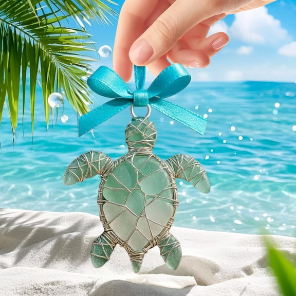 3D Sea Glass Mirror Hanging Charm - Handcrafted Frosted Beach Glass Suncatcher, Coastal Nautical Car Decor, Saltburn Ocean Art Piece