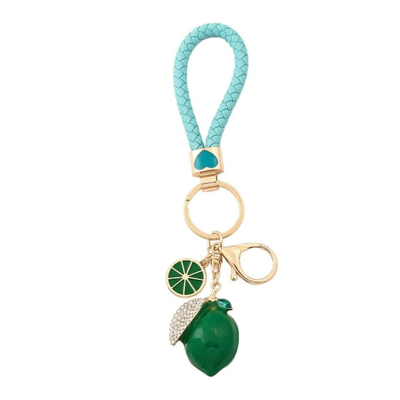 3D Fruit Keyring Lemon Charm Pendant Summer Style Decorative Alloy Crystal Rhinestone Keychain for Woman's Purse Bag Car Party Wedding Gift Jewelry