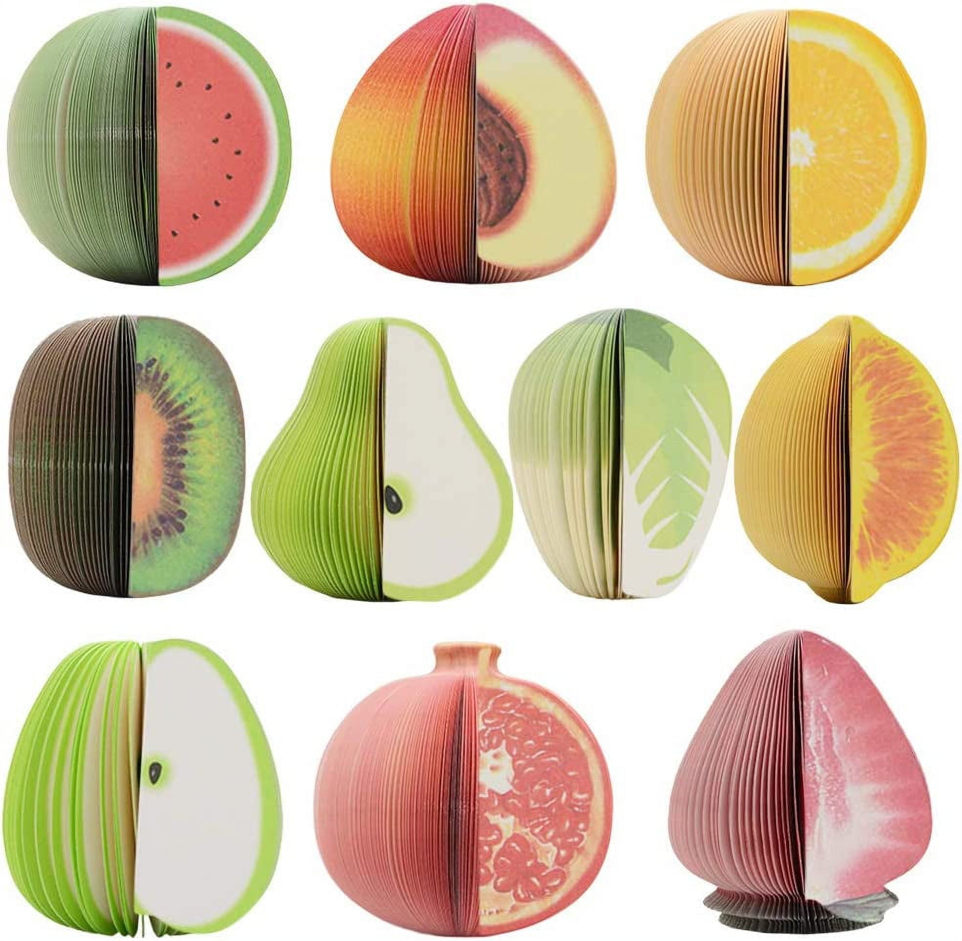 3D Fruit Shape Memo Note Pads, Mixed Novelty Office Notepad-10 Pads Per Pack-150 Sheets Per Pad-Per Pad 1 Colours-Per Pack 10 Different Shapes Inside (Not-Self-Stick)