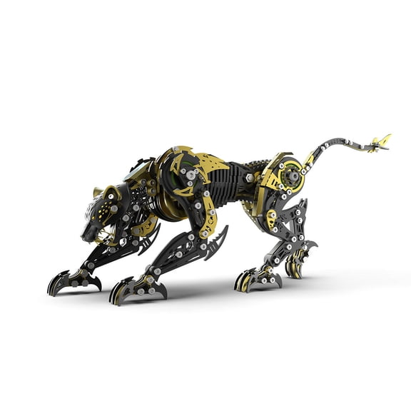 3D Full-Metal Leopard Puzzles for Adults to Build, DIY Mechanical Poseable Bionic Animal Assembly Model, Home Office Creative Trendy Display & Gift (506 Pieces)