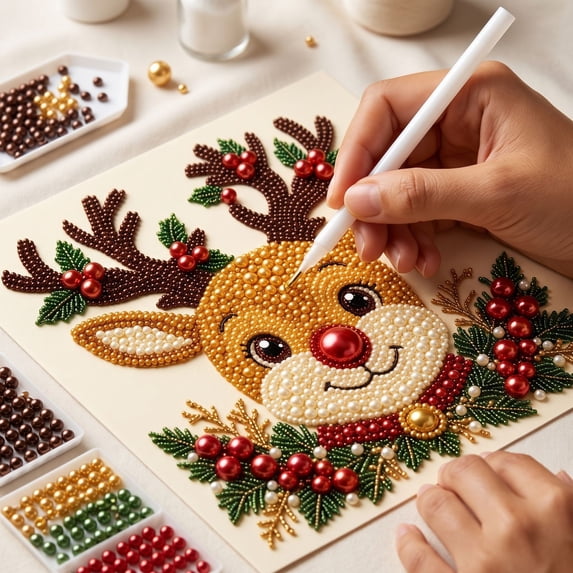3D Full Round Rhinestone DIY Painting Kit,Resin Diamond Art Set,Canvas ...