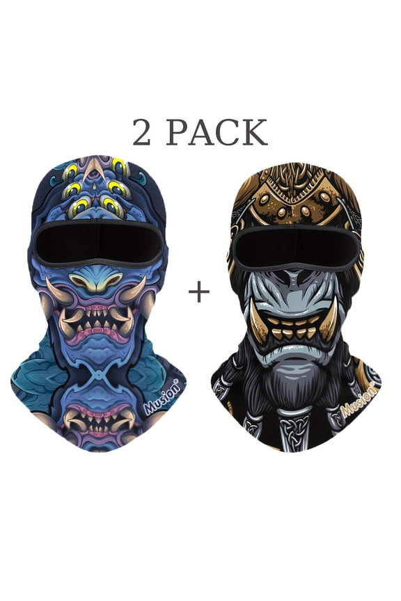 3D Funny Beard & C Print Balaclava Mask Tactical Face Cover for Motorcycle Cycling Sun/Wind Protection Novelty Full Face Neck