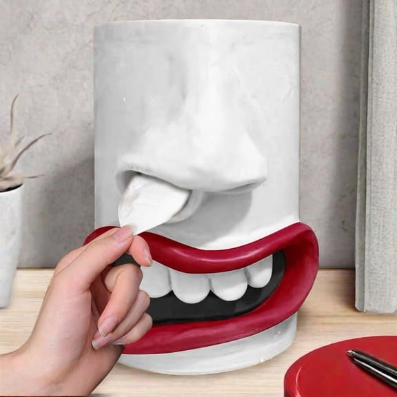 Novelty Funny Face Tissue Dispenser - Unique Gift Idea with 3D Nose | Handmade Resin Facial Tissue Box Holder for Home, Office Desk & Bathroom