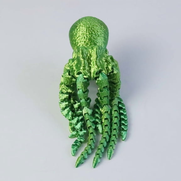 3D GREEN Printed Jointed Movable Octopus Figurine, Squid Simulation Octopus, Simulation Animal Model