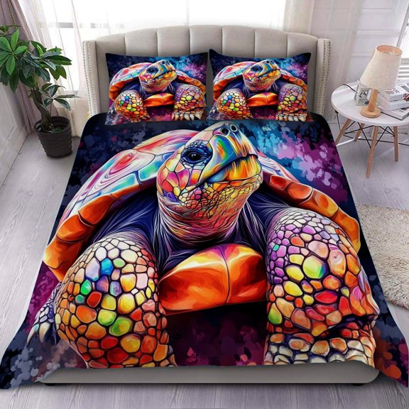 3D Galápagos Tortoise Duvet Cover Set – 3 Pieces Animal Print Bedding, Soft Breathable Comforter with Pillowcases for Kids