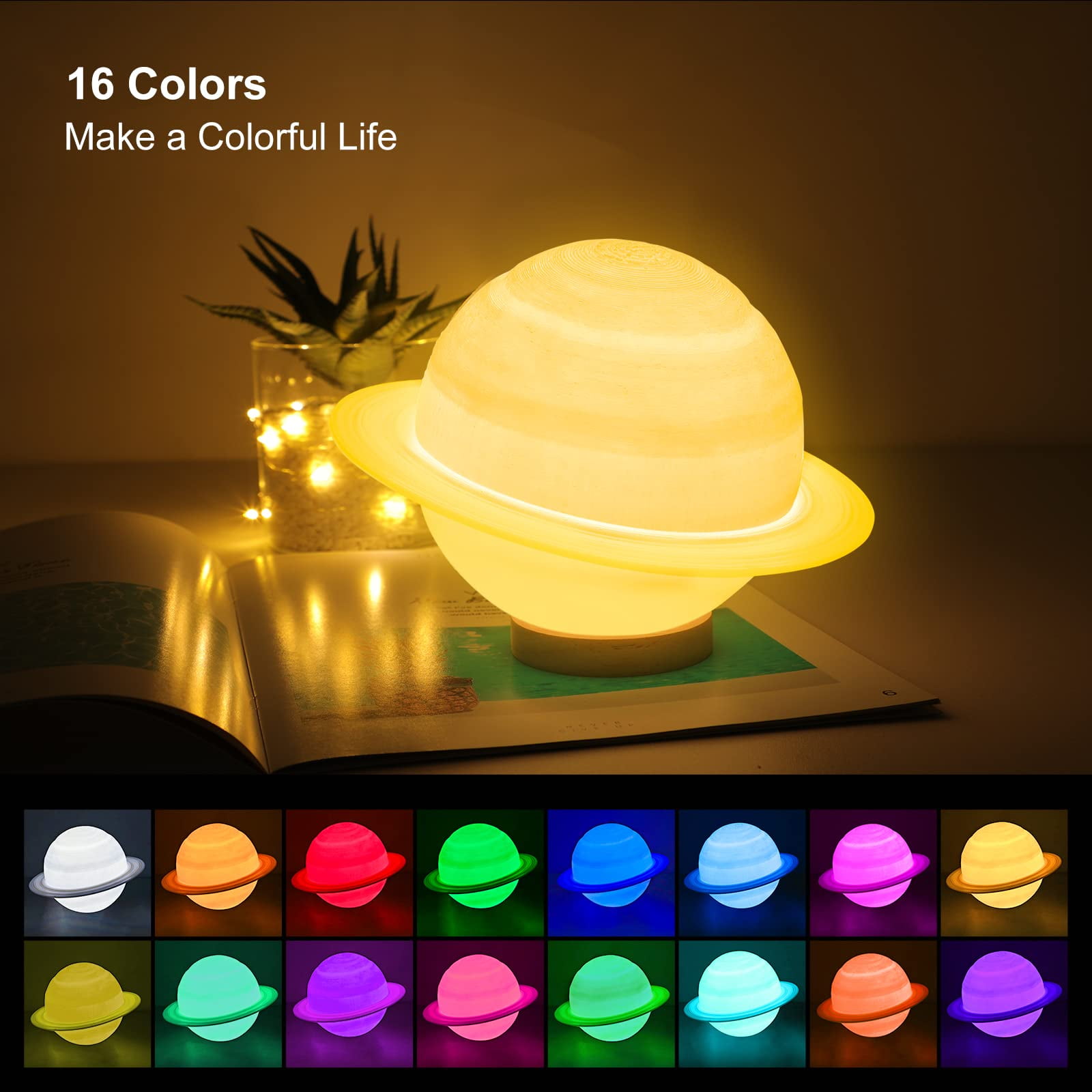 3D Galaxy Ball Moon Desk Lamp, 16 Colors Moonlight Globe Luna LED ...
