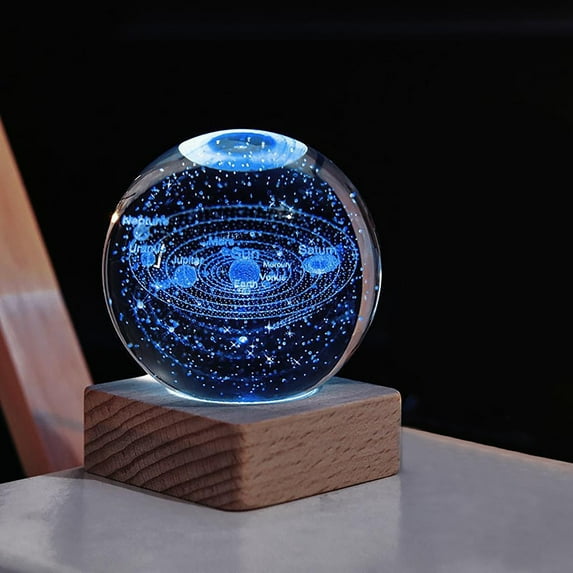 3D Galaxy Crystal Ball Night Light with Colorful LED Light Base, Science Astronomy Space Gifts for Christmas Birthday Kids Child Boys Girls Teens Student Classmates Girlfriend Boyfriend