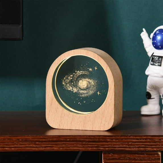 3D Galaxy Crystal Ball Night Light,Universe Crystal Ball Lamp, Wooden Base Decor Space Astronomy Gifts for Kids and Adults