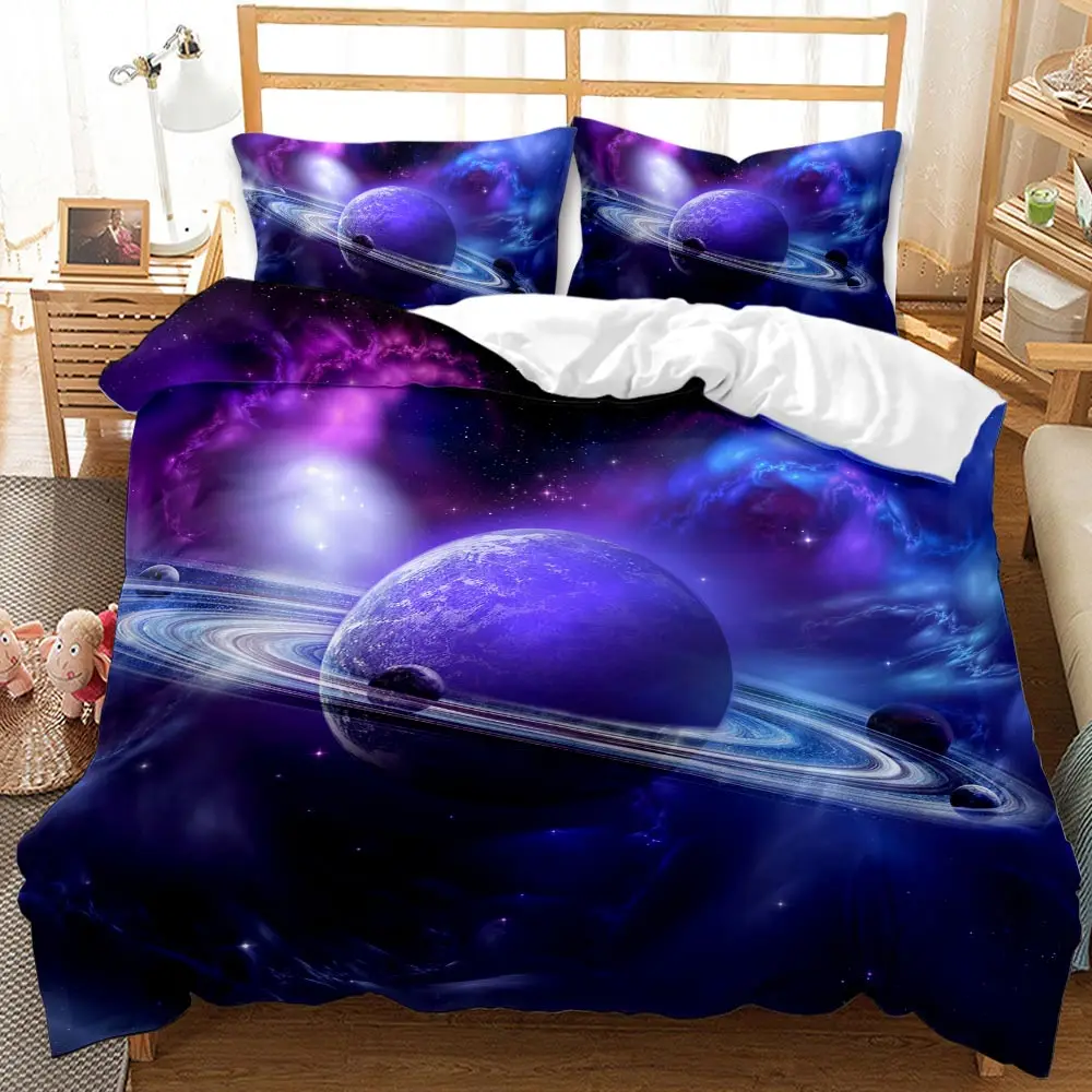 3D Galaxy Duvet Cover Set Single double Twin/ 2pcs/3pcs/4pcs bedding