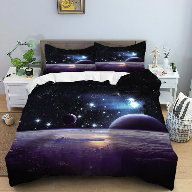 3D Galaxy Duvet Cover Sets Space Quilt Cover Set Ultra Soft Starry