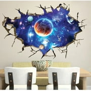 ZOIUYTRG 3D Galaxy Out Space Planet Boys Bedroom Art Vinyl Wall Stickers Decal Room Decor