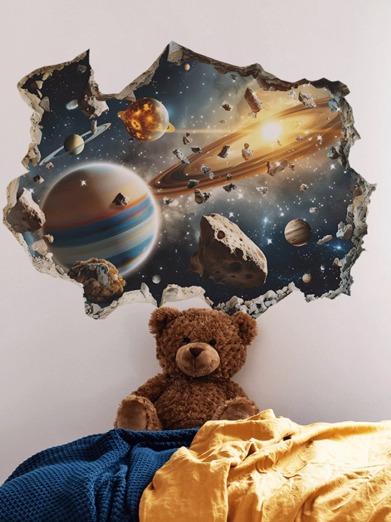 3D Galaxy Outer Space Wall Decals Stickers Wall Murals Wallpaper Peel ...
