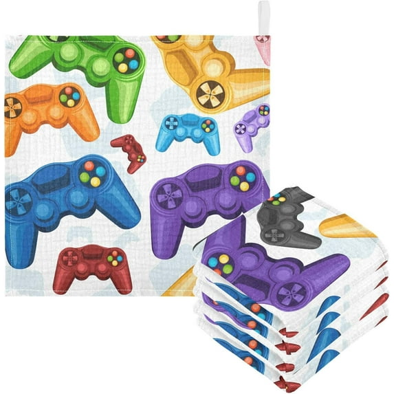 3D Game Joysticks Baby Muslin Wash cloths Soft Absorbent Face Towels, Colorful Gamepad Controller Burp Cloths Cotton Bath Wipes 3 Pack Infant Wash Cloth for Newborn Boys Girls 12x12 inches
