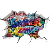 3D Game Wall Decals,Gaming Wall Stickers for Boys Room Gamer Zone Sticker Video Gaming Wallpaper for Kids Playroom Decor
