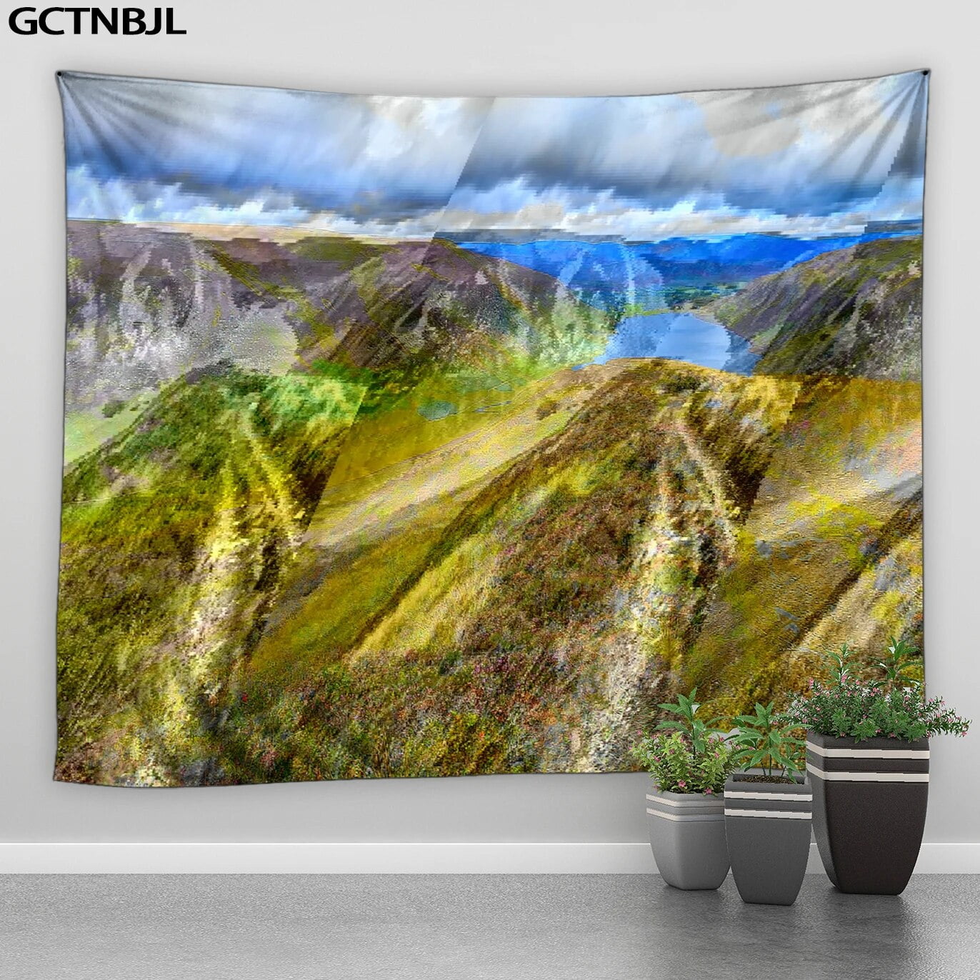 3D Garden landscape Printing Tapestry Wall Hanging Mountain Village ...