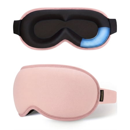 3D Cooling Eye Mask for Sleeping - Gel Eye Mask for Puffy Eyes, Migraines & Dark Circles Relief (Pink)